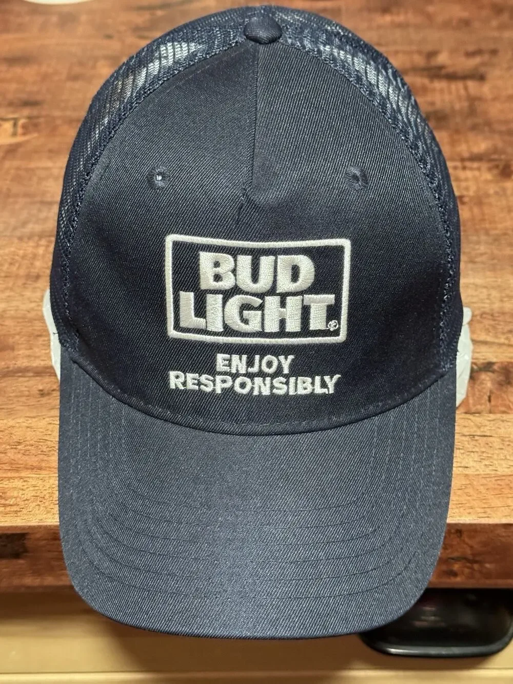 Bud Light “Enjoy Responsibly” Blue Mesh Snapback Trucker Hat